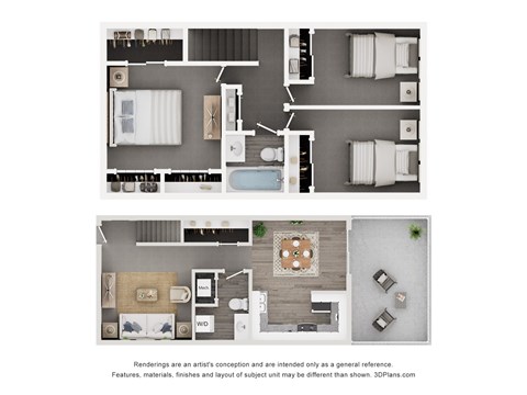 Floor plan for 3 beds, 1.5 baths, 1320 sqft